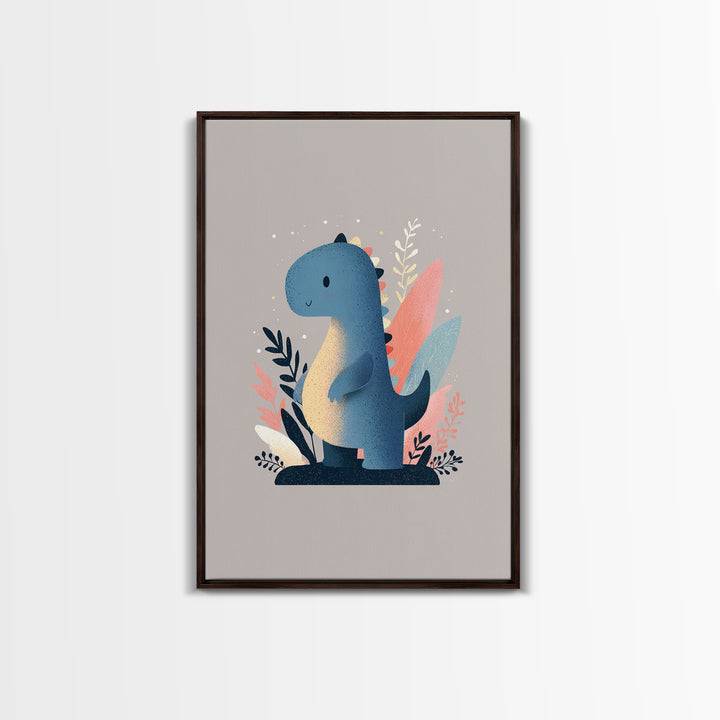 Tiny Dinosaur with Friendly Expression Canvas Print, Nursery Art, Nursery Decor, Nursery, Kids Wall Art, Woodland Nursery, NUR-2x3-71