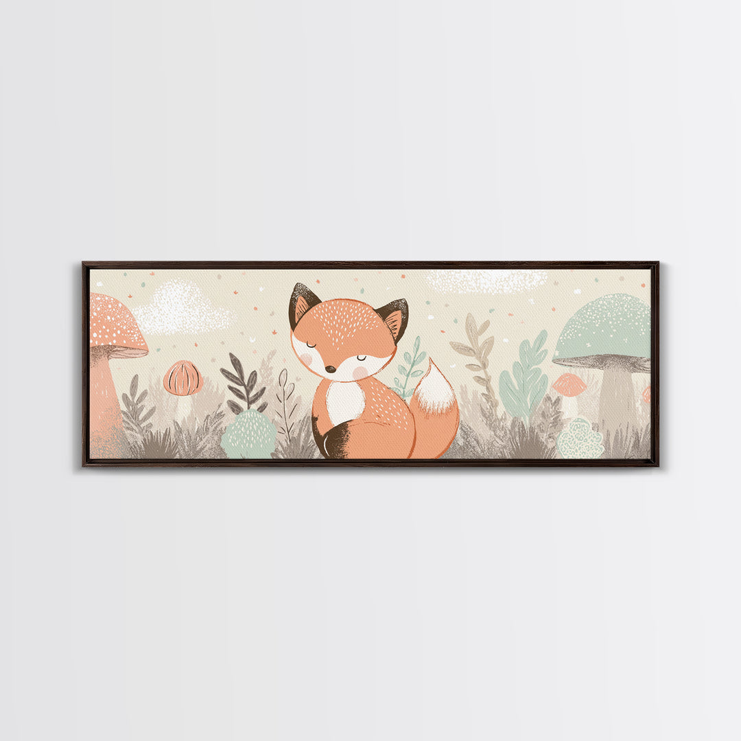 Woodland Fox Tucked Canvas Print, Nursery Art, Kids Room Wall Art, Nursery Decor, Fine Art, Nursery, Luxury Decor, Room Decor, NUR-3x1-20