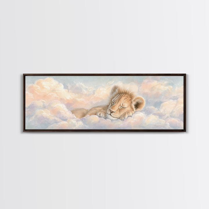 Lion Cub with Soft Golden Mane Canvas Print, Nursery Art, Woodland Nursery, Nursery Decor, Abstract Art, Nursery, Gallery Decor, NUR-3x1-25