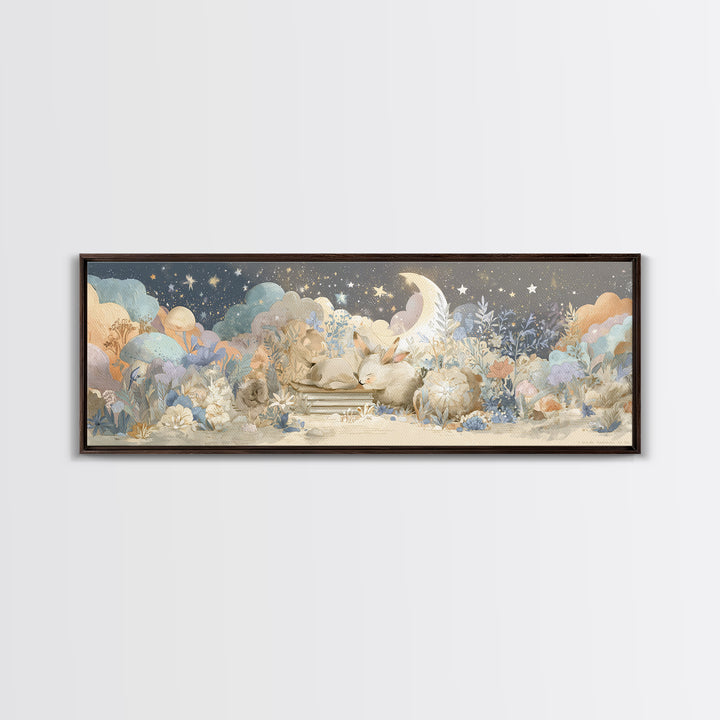 Animal Alphabet Scene Without Readable Letters Framed Canvas Print, Nursery Art, Boho Decor, Nursery Decor, Fine Art, Nursery, NUR-3x1-27