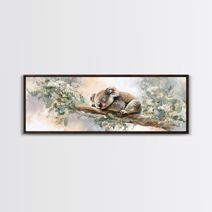 Sleeping Koala on Eucalyptus Branch Canvas Print, Nursery Art, Wall Art Set of 3, Nursery Decor, Nursery, Dinosaur Wall Art, NUR-3x1-29