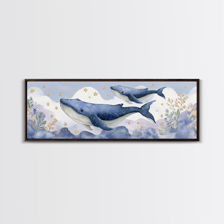 Whale and Tiny Stars Canvas Print, Nursery Art, Luxury Decor, Nursery Decor, Fine Art, Nursery, Nursery Wall Art, Printable Art, NUR-3x1-48