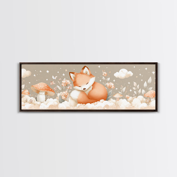 Woodland Fox Tucked Canvas Print, Nursery Art, Wall Hangings, Nursery Decor, Oil Painting, Nursery, Digital Download Art, NUR-3x1-92