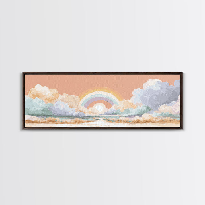 Rainbow Arch with Muted Nursery Colors Canvas Print, Nursery Art, Textured Painting, Nursery Decor, Oil Painting, Nursery, NUR-3x1-95