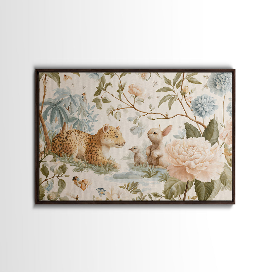 Pastel Jungle Animals Canvas Print, Nursery Art, Nursery, Nursery Decor, Oil Painting, Nursery, Playroom Wall Decor, NUR-3x2-22