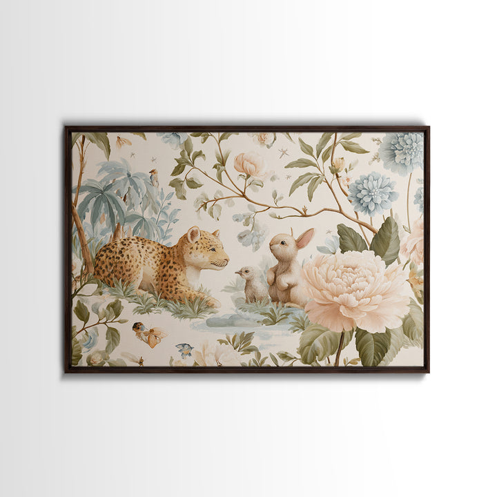 Pastel Jungle Animals Canvas Print, Nursery Art, Nursery, Nursery Decor, Oil Painting, Nursery, Playroom Wall Decor, NUR-3x2-22