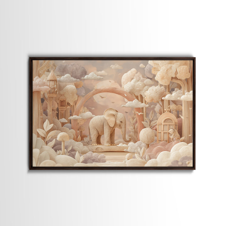 Animal Alphabet Scene Without Readable Letters Framed Canvas Print, Nursery Art, Gallery Decor, Nursery Decor, Nursery, NUR-3x2-39