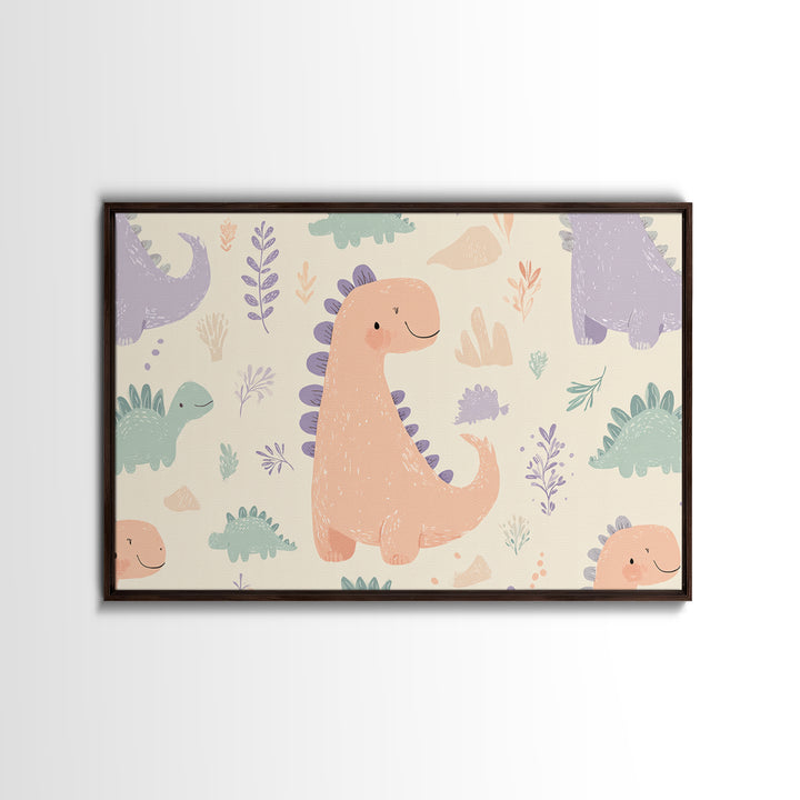 Tiny Dinosaur with Friendly Expression Canvas Print, Nursery Art, Textured Painting, Nursery Decor, Watercolor Art, Nursery, NUR-3x2-67