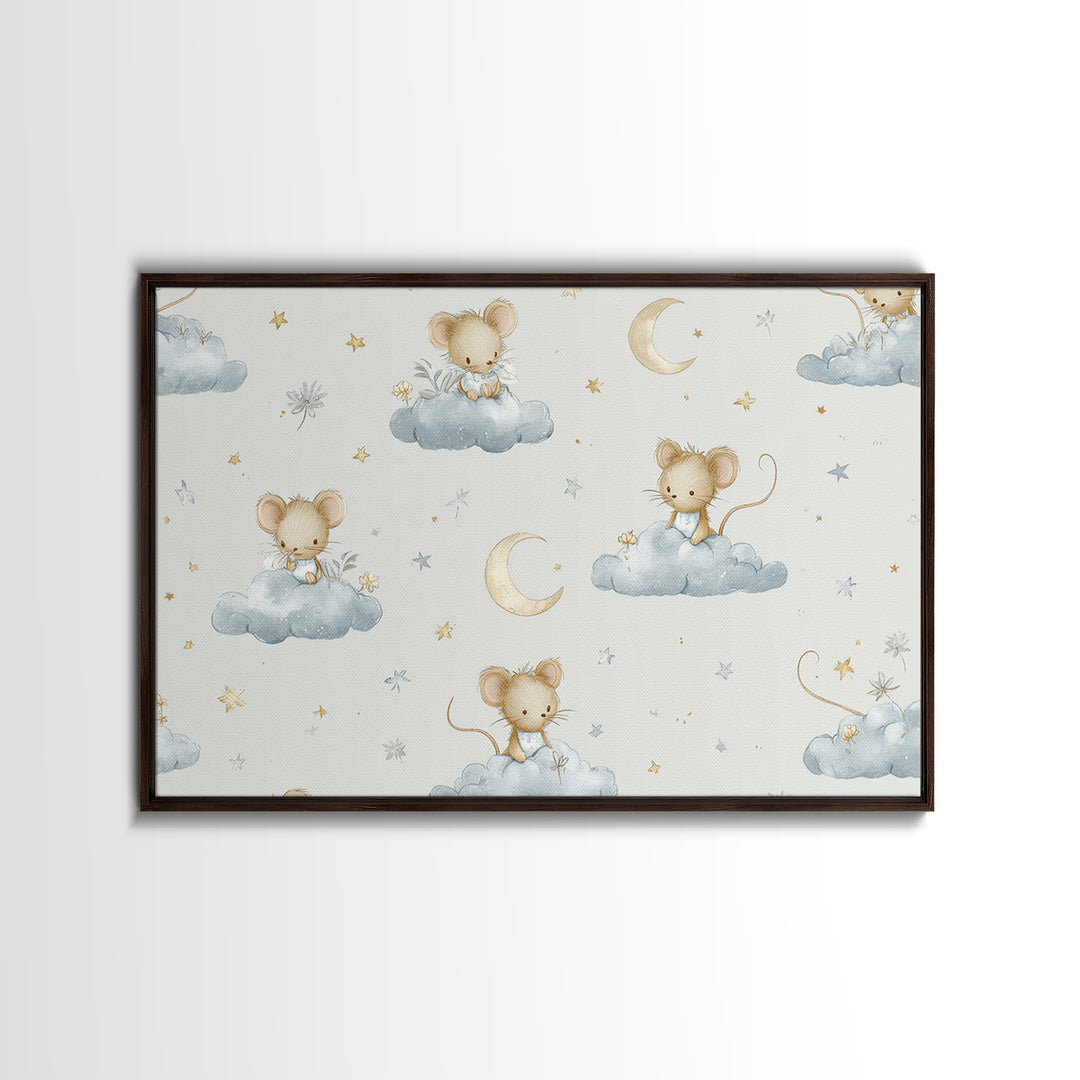Ballet Mouse in Storybook Style Framed Canvas Print, Nursery Art, Luxury Decor, Nursery Decor, Nursery, Nursery Wall Art, NUR-3x2-96