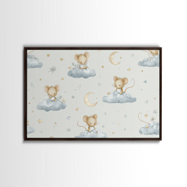Ballet Mouse in Storybook Style Framed Canvas Print, Nursery Art, Luxury Decor, Nursery Decor, Nursery, Nursery Wall Art, NUR-3x2-96