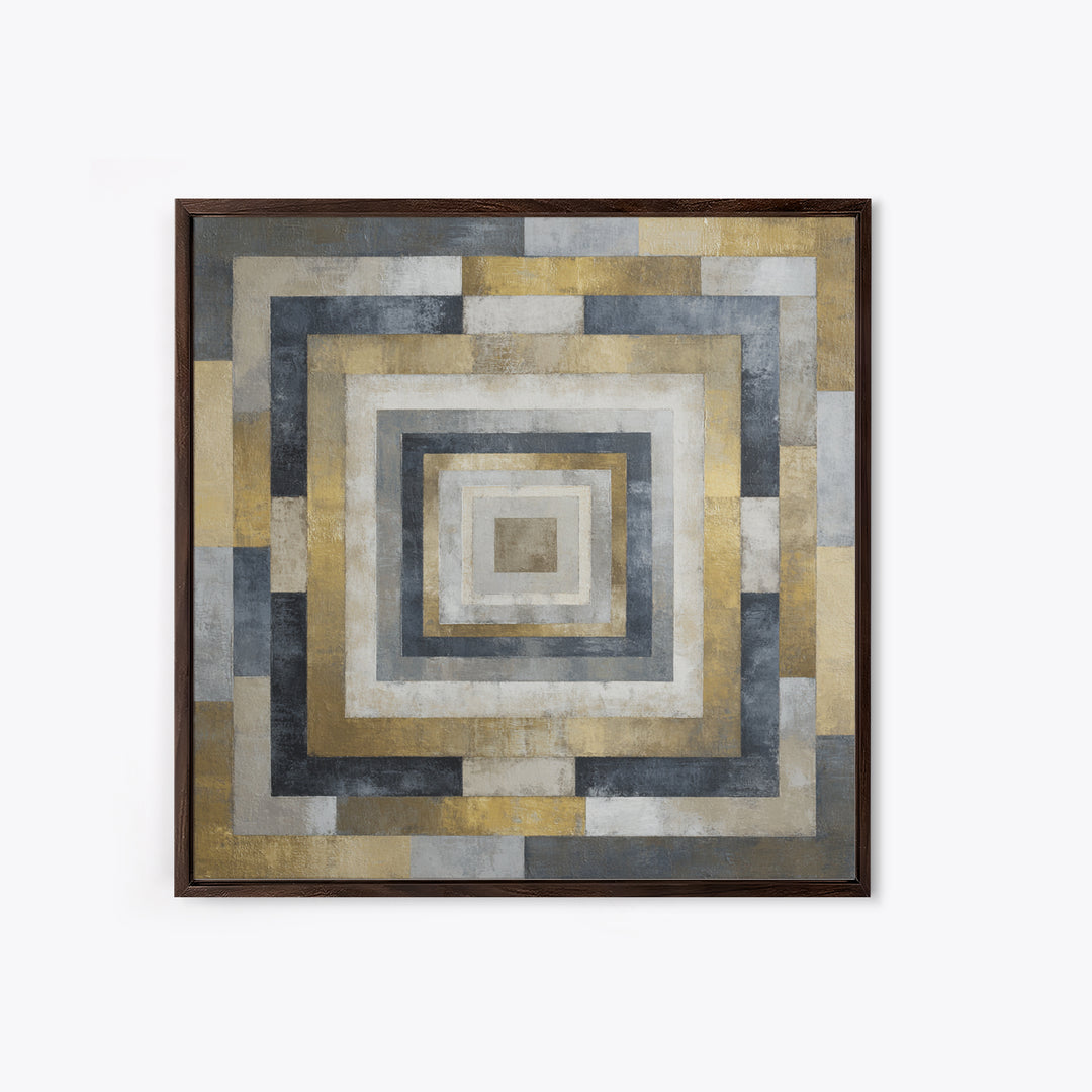 Geometric Labyrinth Pattern Canvas Print, Office Art, Wall Prints, Office Decor, Abstract Art, Focus, Cubicle Decor, OFF-1x1-18