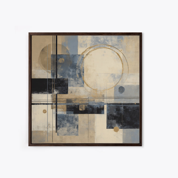 Gold Circle and Line Composition for Clarity Framed Canvas Print, Office Art, Gallery Decor, Office Decor, Fine Art, Focus, OFF-1x1-32