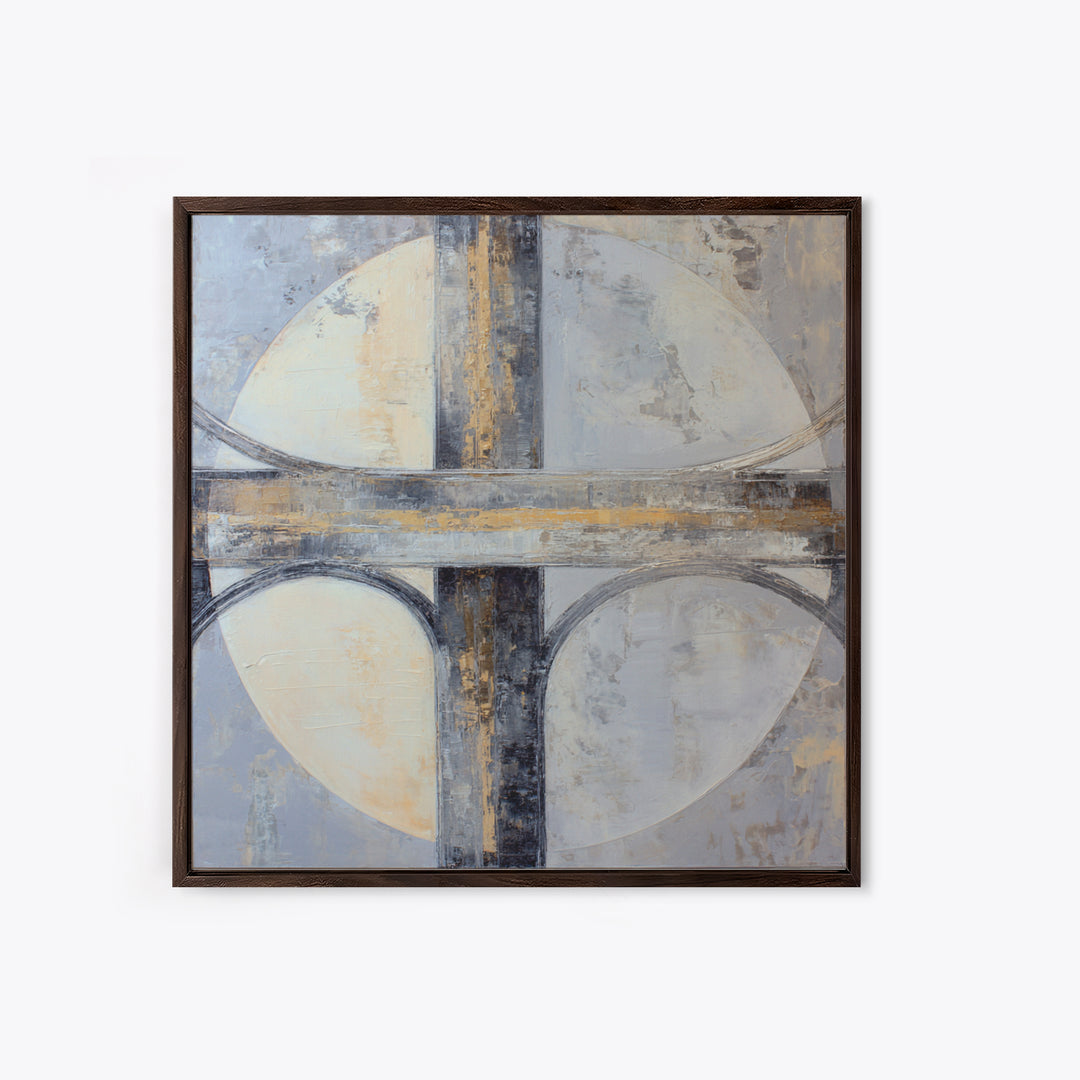 Monochrome Bridge Structure Framed Canvas Print, Office Art, Canvas Print, Office Decor, Abstract Art, Focus, Art Print, OFF-1x1-34