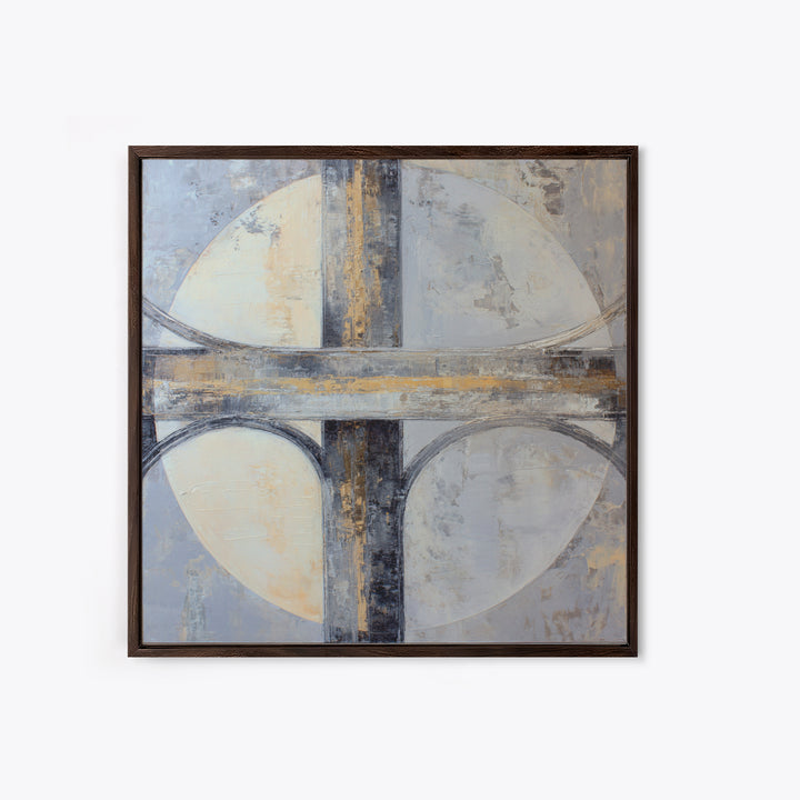 Monochrome Bridge Structure Framed Canvas Print, Office Art, Canvas Print, Office Decor, Abstract Art, Focus, Art Print, OFF-1x1-34