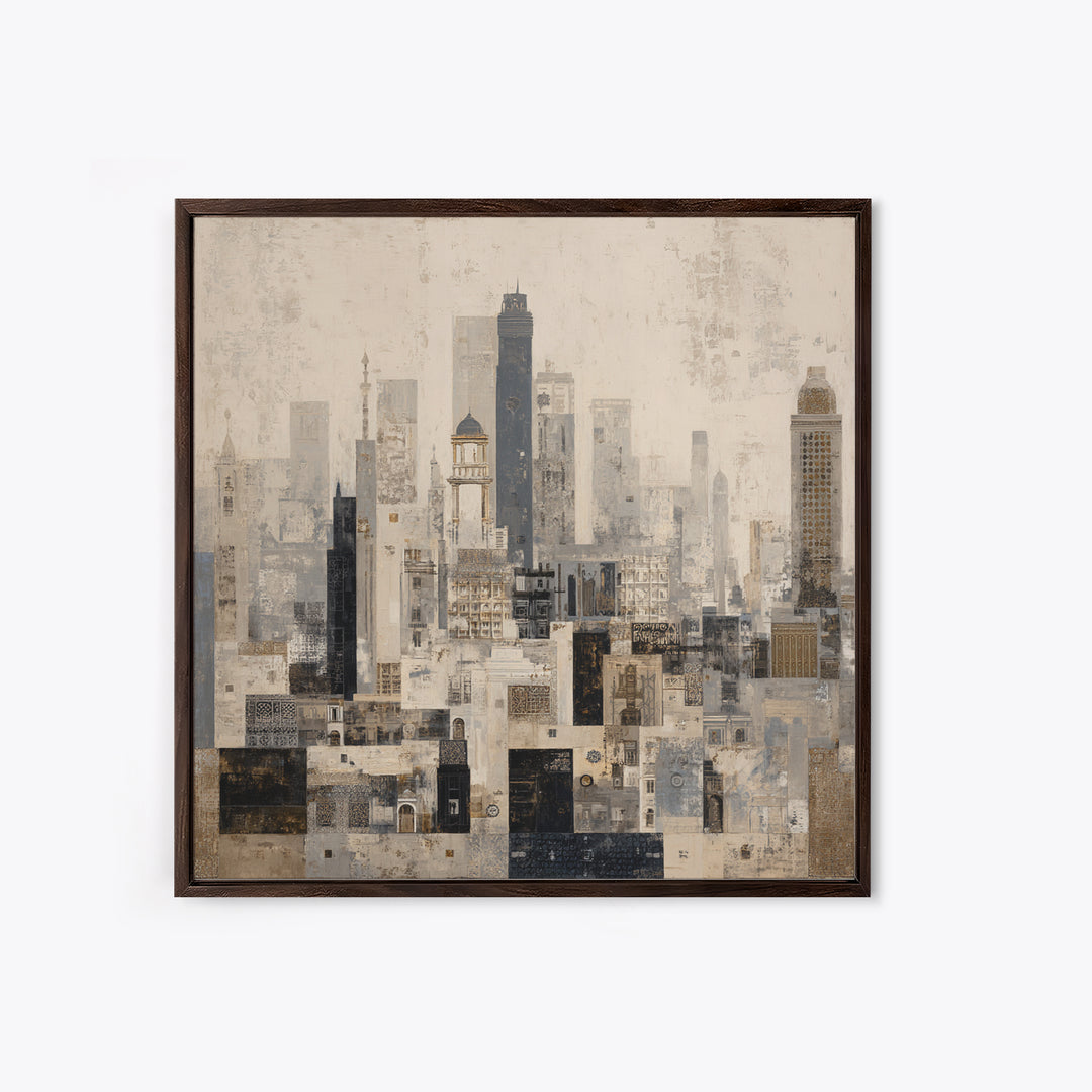 Black and White City Skyline Silhouette Canvas Print, Office Art, Downloadable Prints, Office Decor, Abstract Art, Focus, OFF-1x1-5