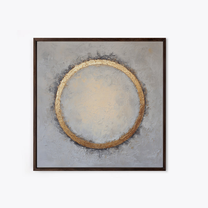 Gold Circle and Line Composition for Clarity Framed Canvas Print, Office Art, Office Decor, Abstract Art, Focus, OFF-1x1-56