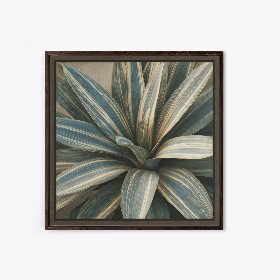 Desk Plant Botanical Closeup Framed Canvas Print, Office Art, Ai Art, Office Decor, Watercolor Art, Focus, Trendy Wall Art, OFF-1x1-64