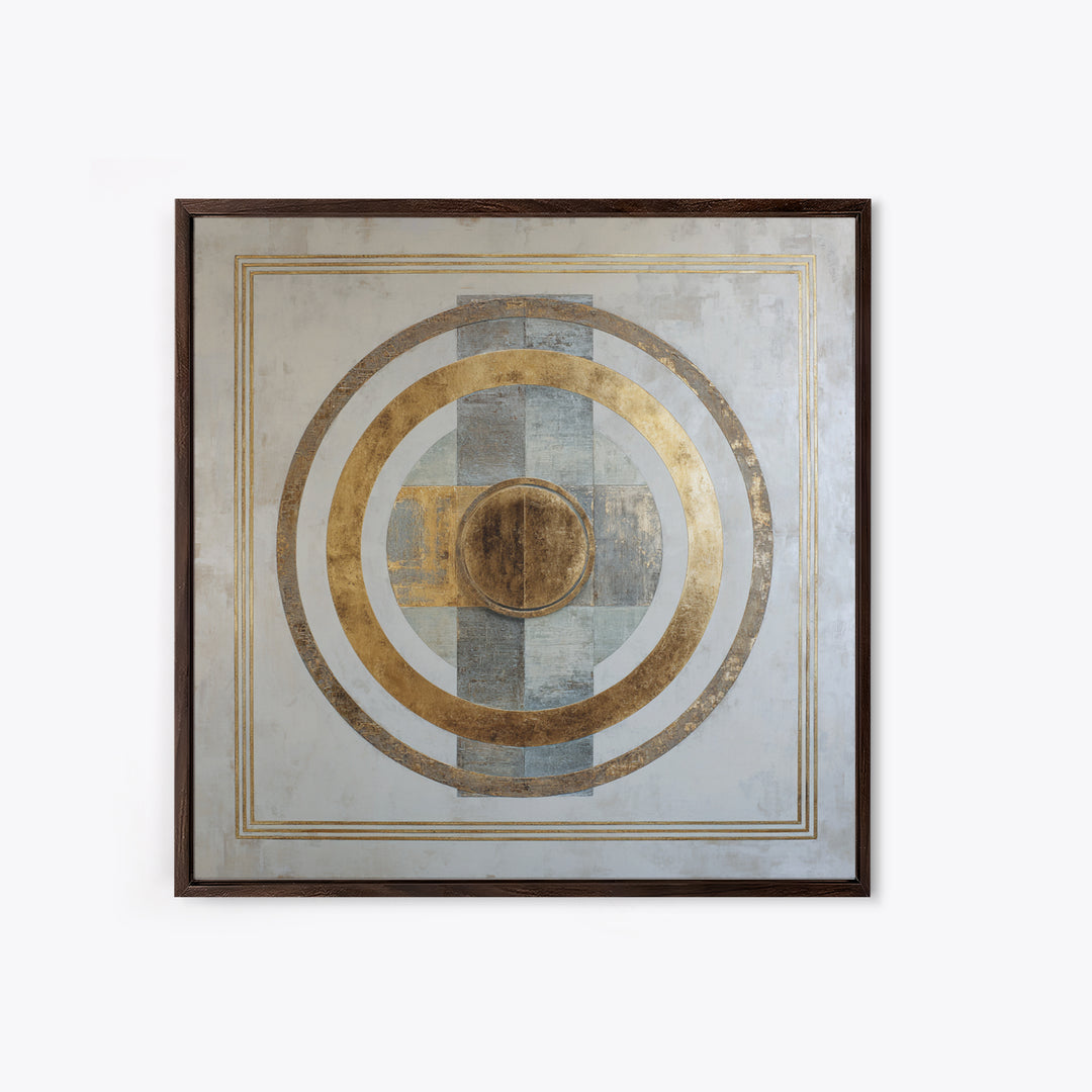 Gold Circle and Line Composition for Clarity Framed Canvas Print, Office Art, Printable Wall Art, Office Decor, Fine Art, Focus, OFF-1x1-8