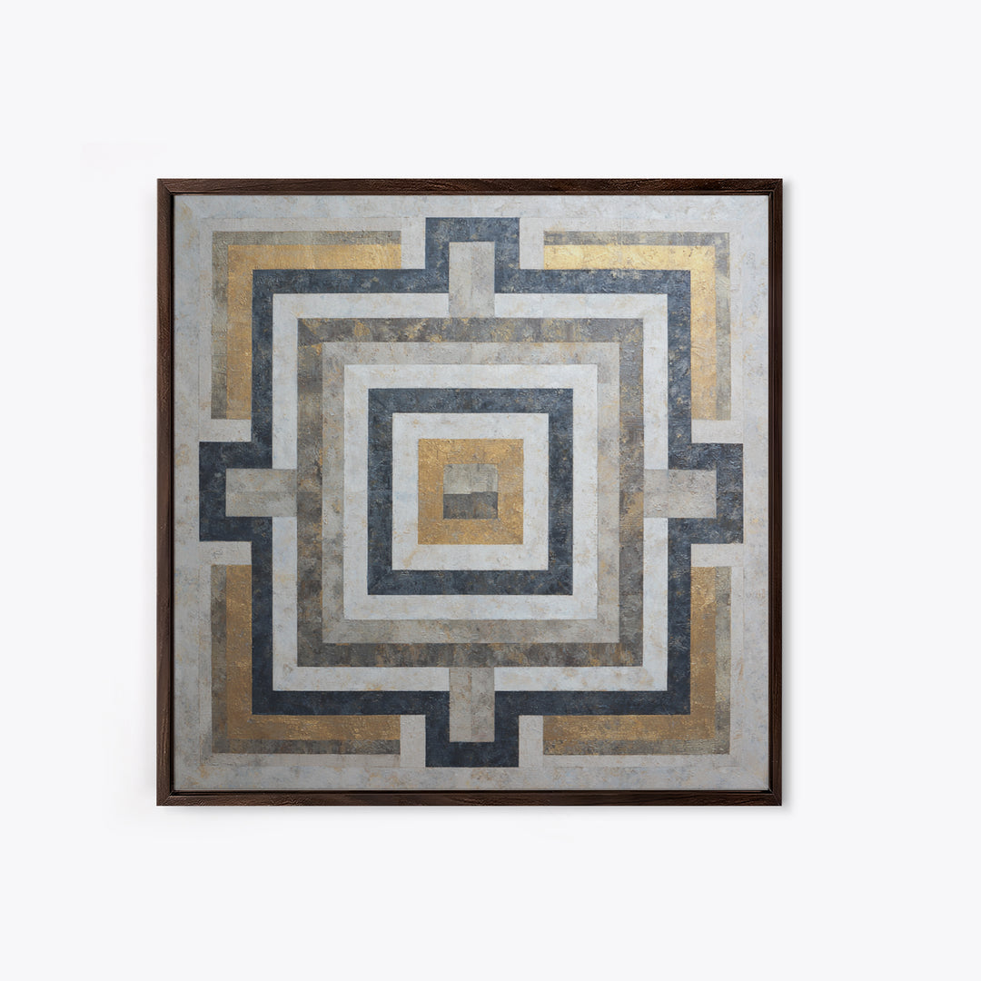 Geometric Labyrinth Pattern Canvas Print, Office Art, Downloadable Prints, Office Decor, Fine Art, Focus, Textured Painting, OFF-1x1-90