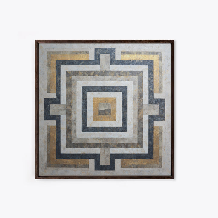 Geometric Labyrinth Pattern Canvas Print, Office Art, Downloadable Prints, Office Decor, Fine Art, Focus, Textured Painting, OFF-1x1-90