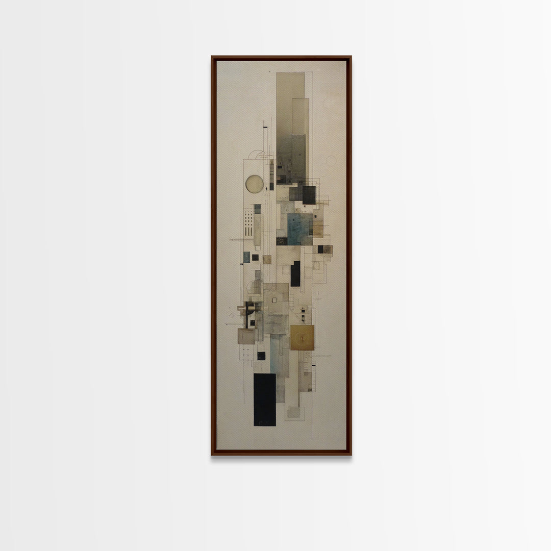 Architectural Line Drawing Framed Canvas Print, Office Art, Home Decor, Office Decor, Focus, Art Deco, Canvas Wall Art, OFF-1x3-15