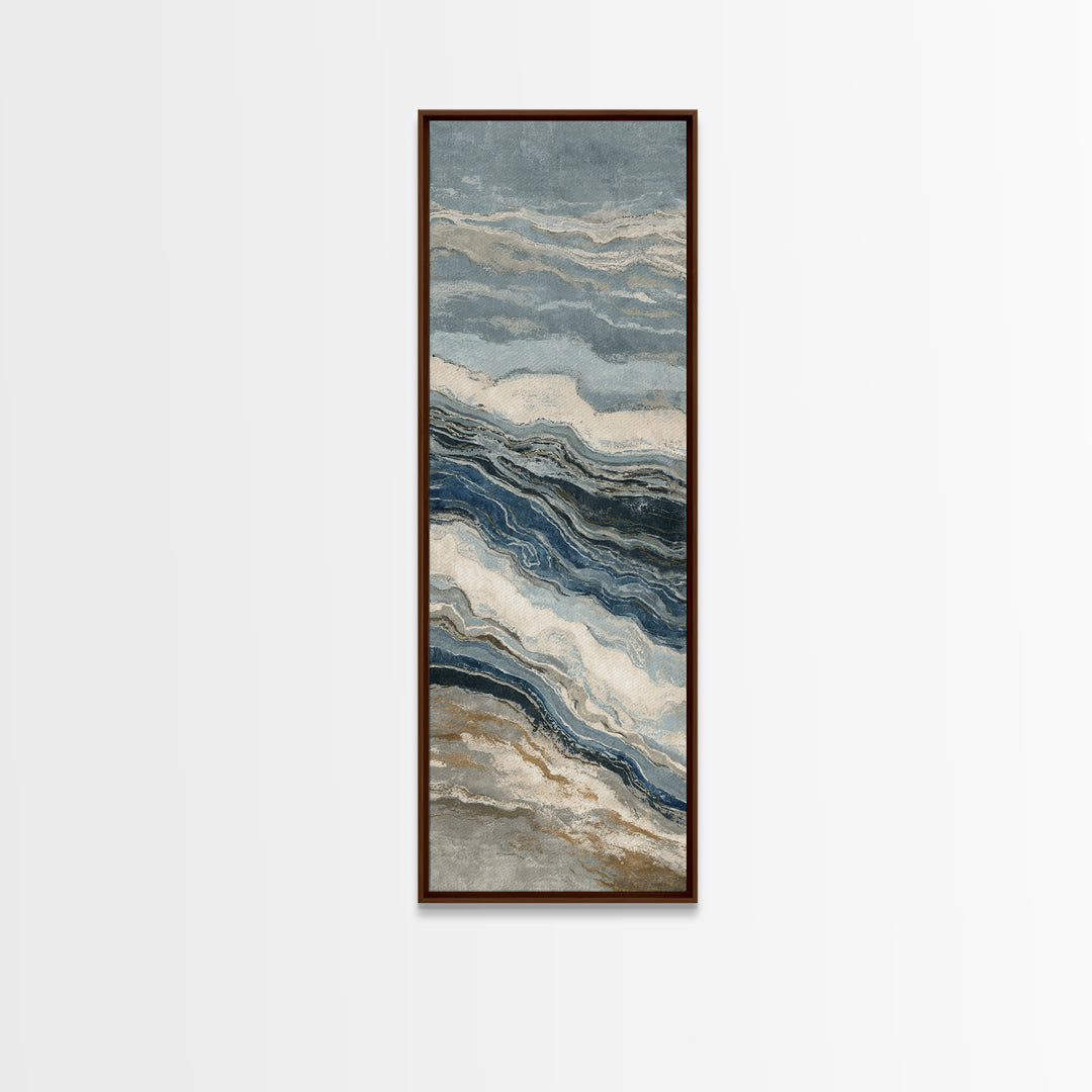Blue Abstract Wave Pattern for Focus Framed Canvas Print, Office Art, Modern Decor, Office Decor, Abstract Art, Focus, OFF-1x3-29