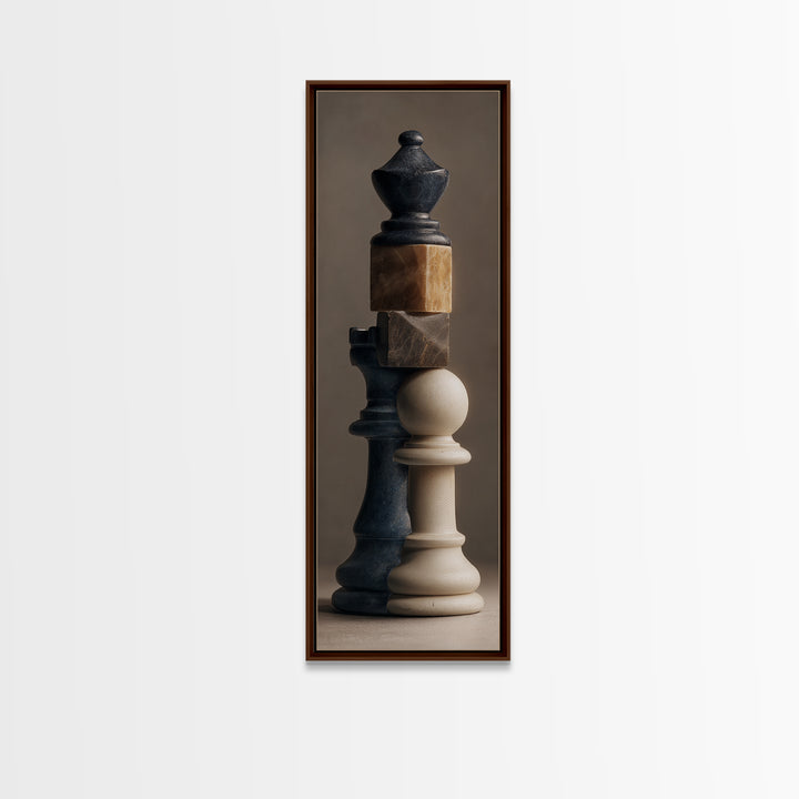 Minimal Chess Piece Still Life Canvas Print, Office Art, Digital Art, Office Decor, Fine Art, Focus, Ai Art, Digital Print, OFF-1x3-73