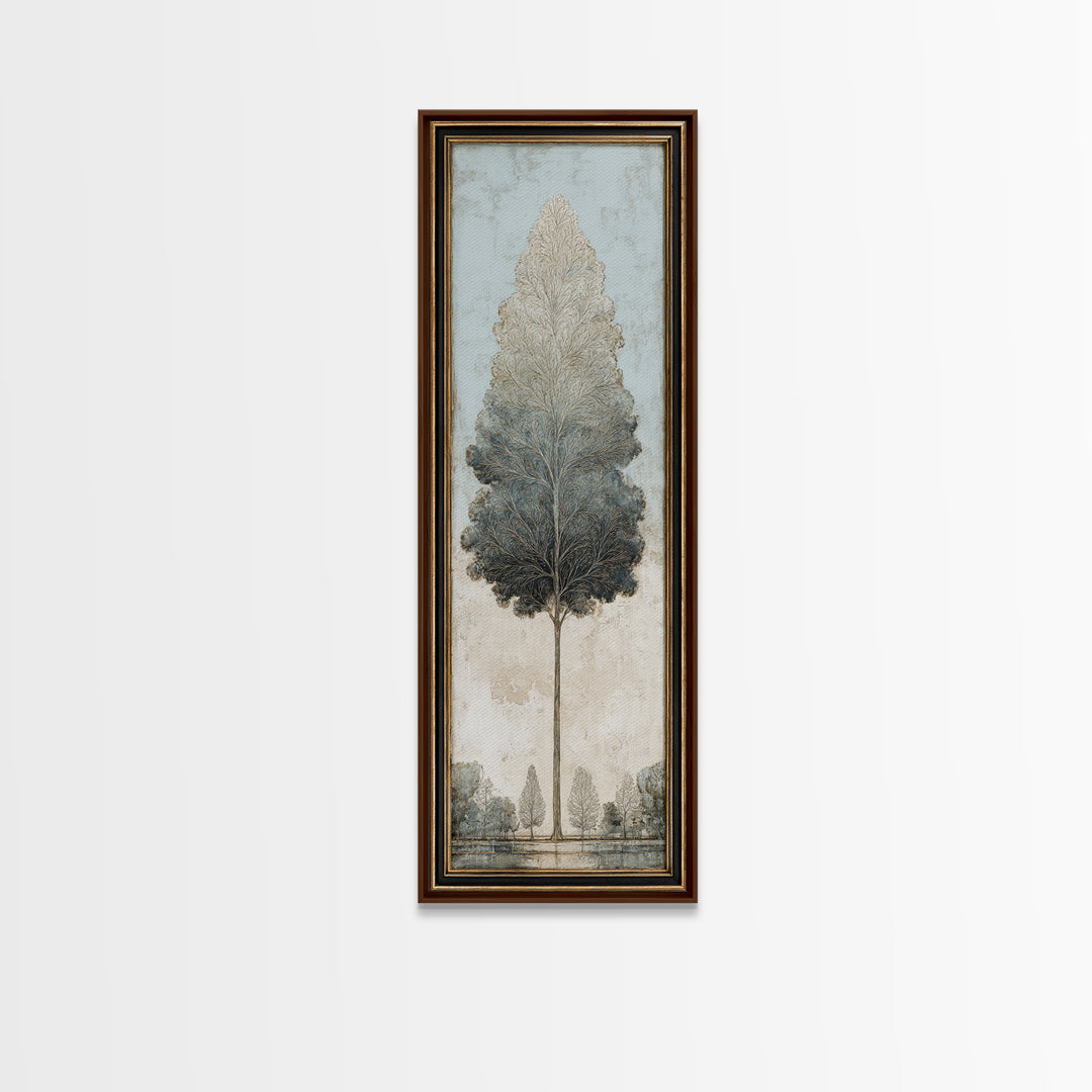 Ink Wash Tree Symbolizing Stability Framed Canvas Print, Office Art, Cubicle Decor, Office Decor, Fine Art, Focus, OFF-1x3-74