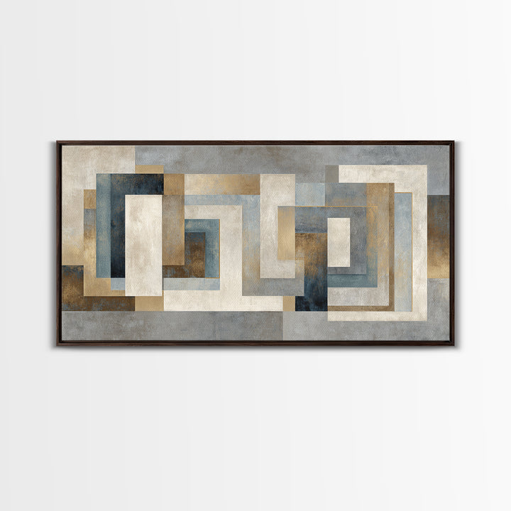 Geometric Labyrinth Pattern Framed Canvas Print, Office Art, Fine Art Print, Office Decor, Abstract Art, Focus, Poster, OFF-2x1-14