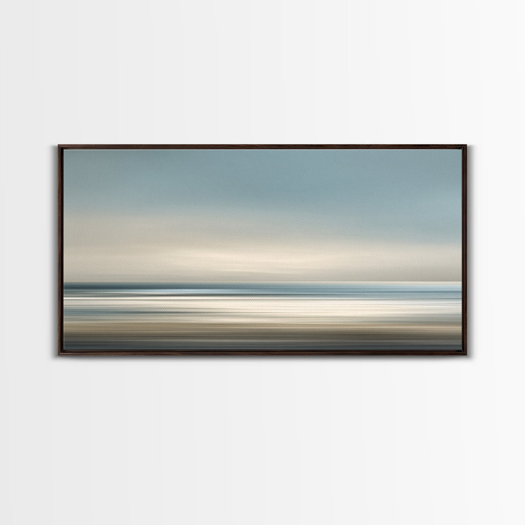 Calm Ocean Horizon for Stress Relief Framed Canvas Print, Office Art, Art Deco, Office Decor, Fine Art, Focus, Bedroom Wall Art, OFF-2x1-55