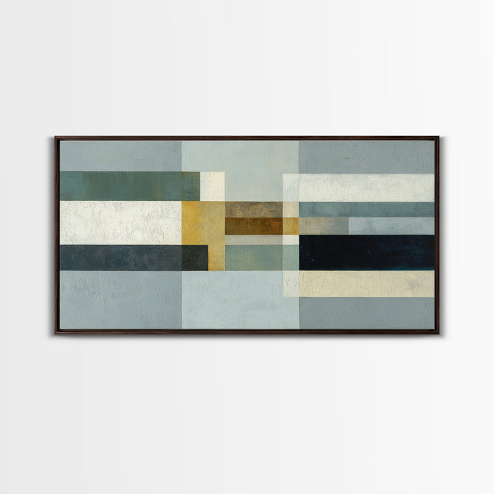 Modern Color Blocks Framed Canvas Print, Office Art, Digital Art, Office Decor, Fine Art, Focus, Ai Art, Digital Print, OFF-2x1-56
