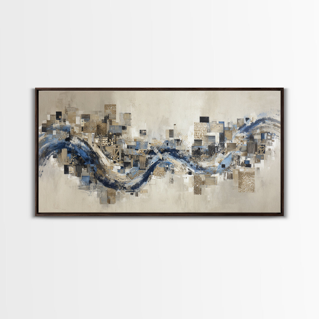 Blue Abstract Wave Pattern for Focus Canvas Print, Office Art, Decor, Office Decor, Abstract Art, Focus, Wall Prints, OFF-2x1-61