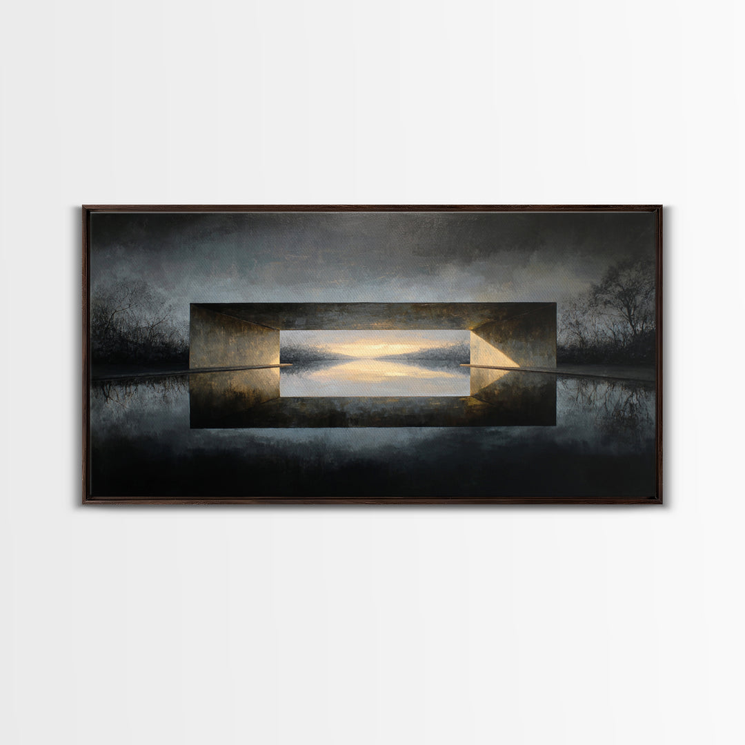 Monochrome Bridge Structure Canvas Print, Office Art, Contemporary Art, Office Decor, Abstract Art, Focus, Large Wall Art, OFF-2x1-78