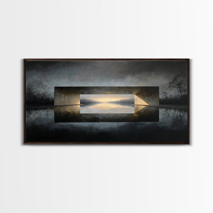 Monochrome Bridge Structure Canvas Print, Office Art, Contemporary Art, Office Decor, Abstract Art, Focus, Large Wall Art, OFF-2x1-78