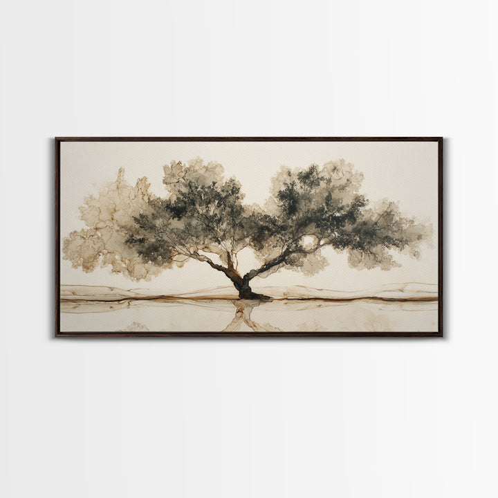 Ink Wash Tree Symbolizing Stability Canvas Print, Office Art, Wall Art, Office Decor, Fine Art, Focus, Boho, Art Deco, OFF-2x1-82