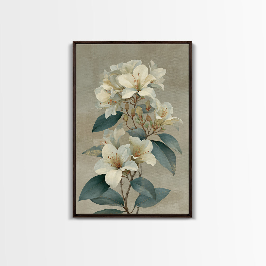 Modern Botanical Print Framed Canvas Print, Office Art, Minimalist Decor, Office Decor, Fine Art, Focus, Digital Wall Art, OFF-2x3-12