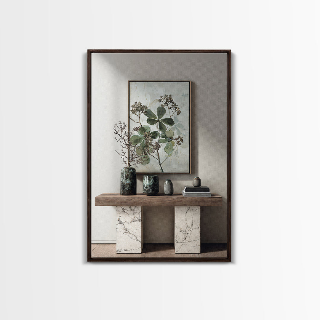 Modern Botanical Print Framed Canvas Print, Office Art, Living Room Decor, Office Decor, Fine Art, Focus, Fine Art Print, OFF-2x3-36