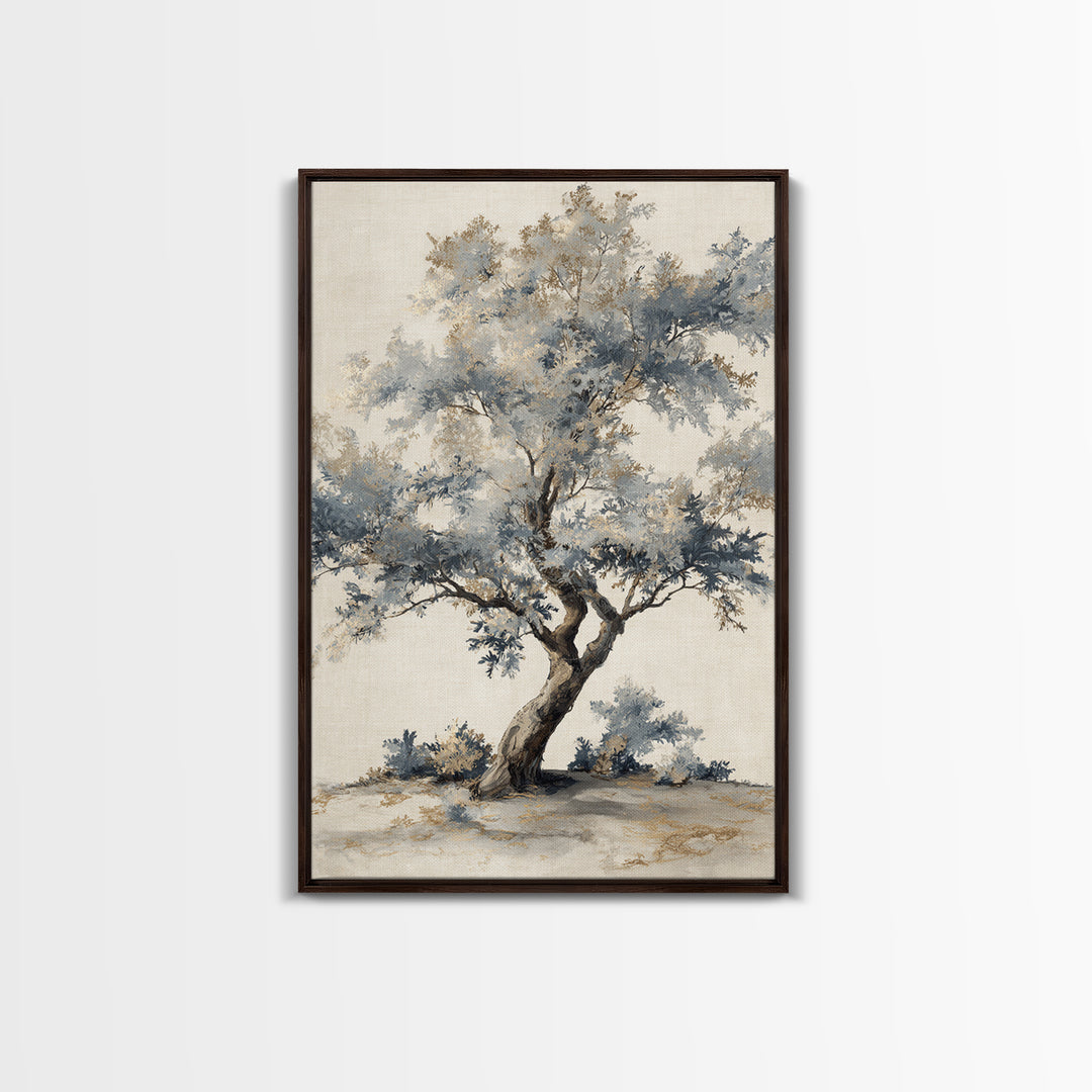 Ink Wash Tree Symbolizing Stability Framed Canvas Print, Office Art, Textured Painting, Office Decor, Fine Art, Focus, OFF-2x3-46