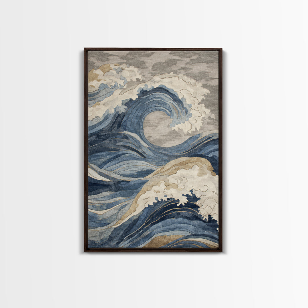 Blue Abstract Wave Pattern for Focus Canvas Print, Office Art, Pet Portrait, Office Decor, Abstract Art, Focus, Digital Print, OFF-2x3-49