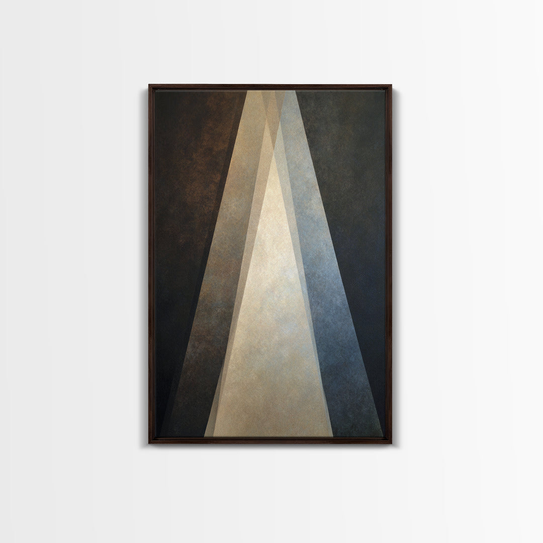 Abstract Light Beam Through Dark Shapes Framed Canvas Print, Office Art, Textured Painting, Office Decor, Fine Art, Focus, OFF-2x3-55