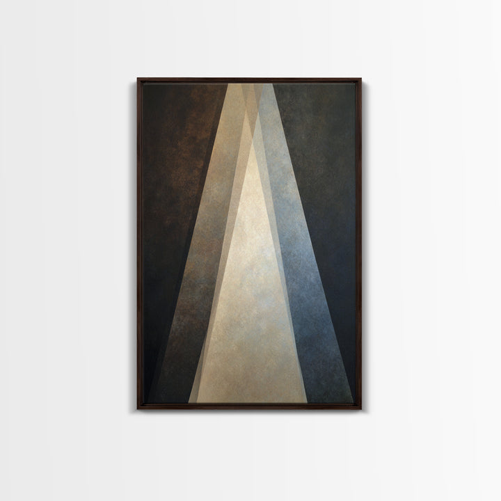 Abstract Light Beam Through Dark Shapes Framed Canvas Print, Office Art, Textured Painting, Office Decor, Fine Art, Focus, OFF-2x3-55