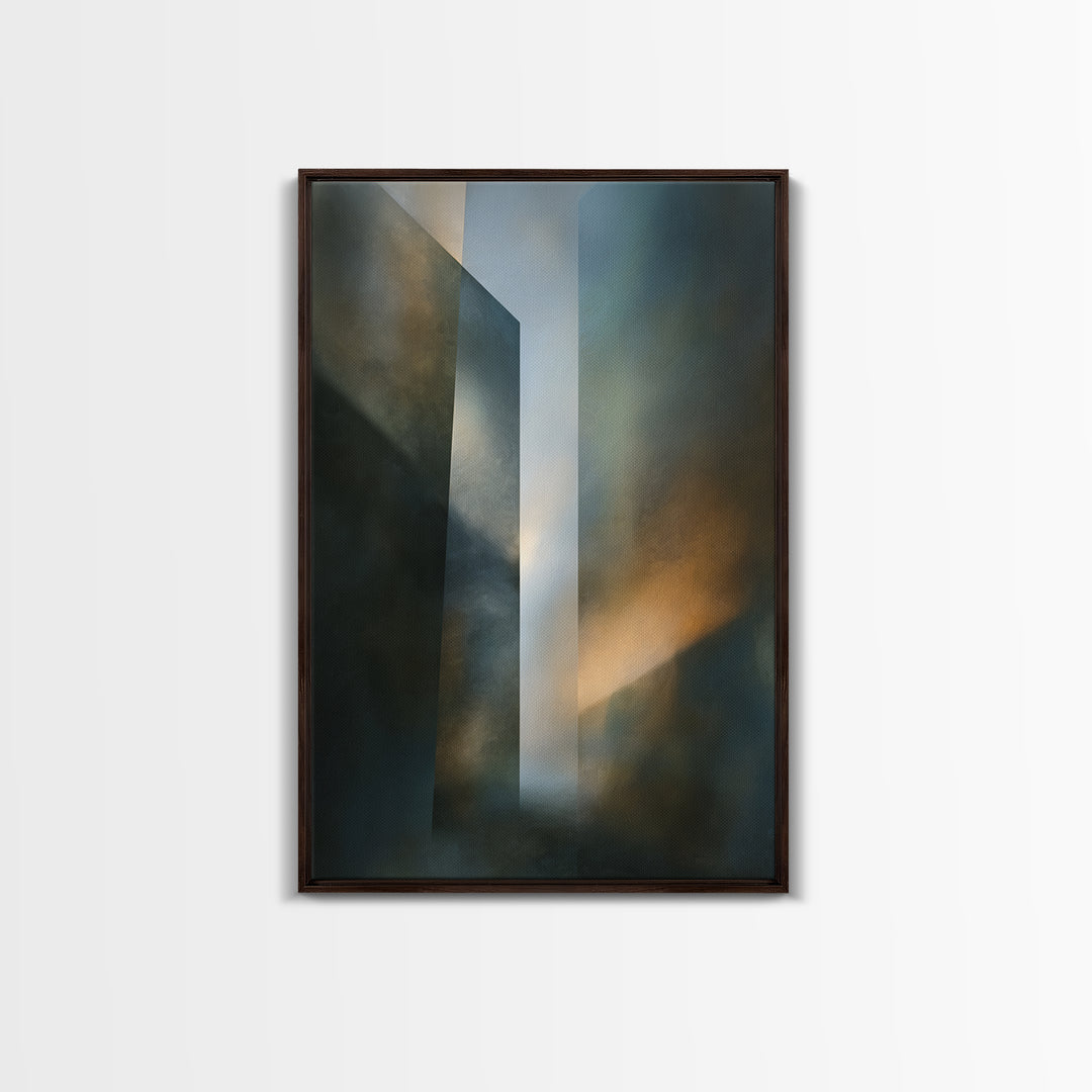 Abstract Light Beam Through Dark Shapes Canvas Print, Office Art, Dopamine Decor, Office Decor, Abstract Art, Focus, Boho Decor, OFF-2x3-7