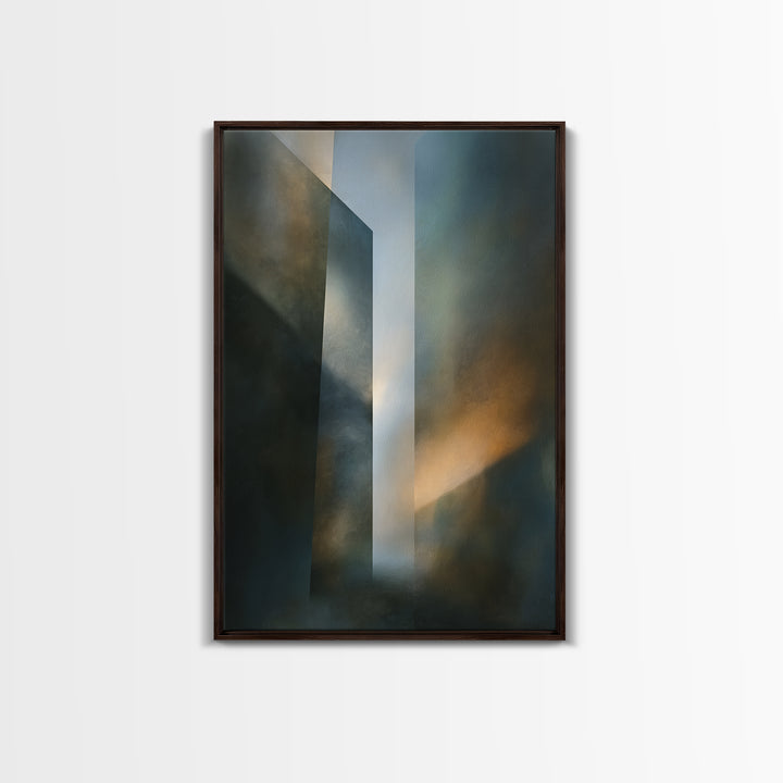 Abstract Light Beam Through Dark Shapes Canvas Print, Office Art, Dopamine Decor, Office Decor, Abstract Art, Focus, Boho Decor, OFF-2x3-7
