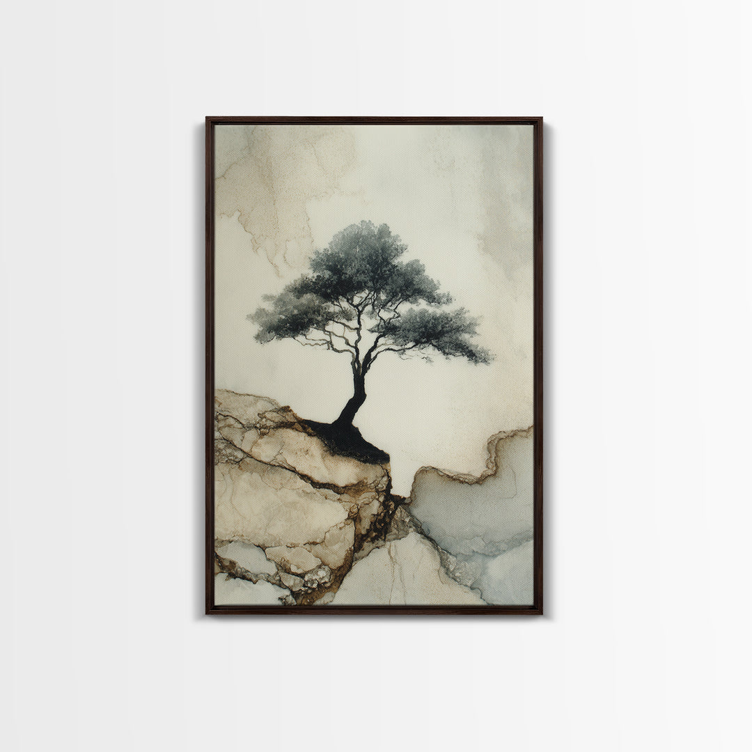 Ink Wash Tree Symbolizing Stability Canvas Print, Office Art, Poster, Office Decor, Fine Art, Focus, Canvas Wall Art, OFF-2x3-70