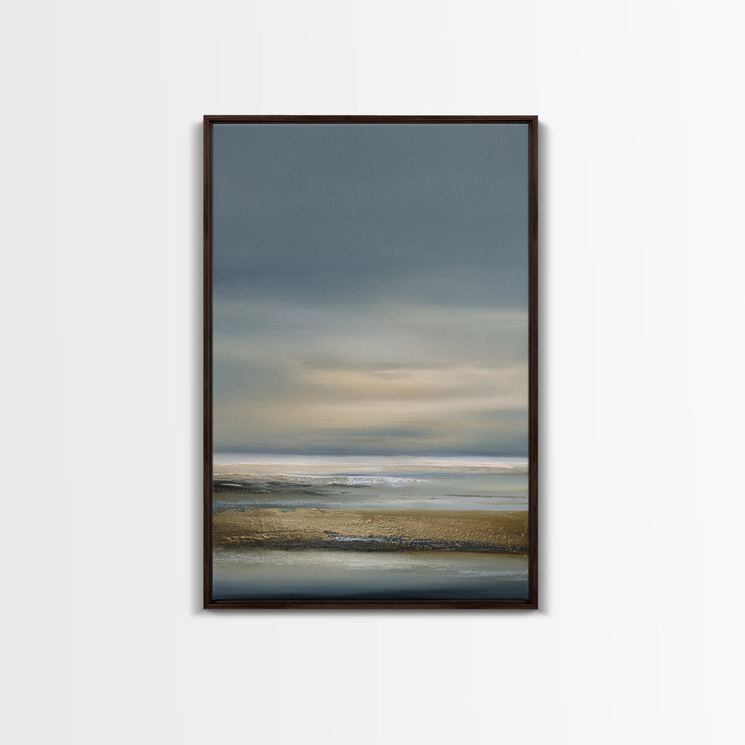 Dignified Neutral Landscape Framed Canvas Print, Office Art, Abstract Art, Office Decor, Oil Painting, Focus, OFF-2x3-87