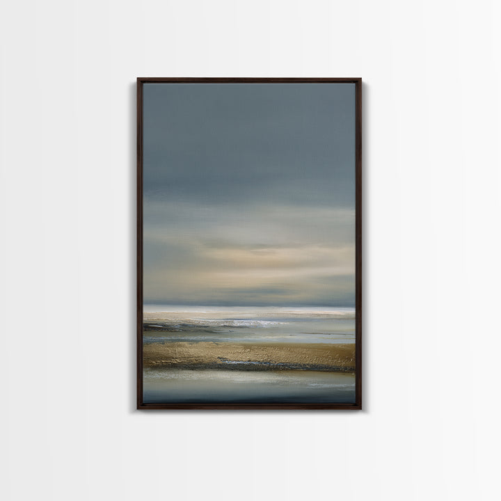 Dignified Neutral Landscape Framed Canvas Print, Office Art, Abstract Art, Office Decor, Oil Painting, Focus, OFF-2x3-87