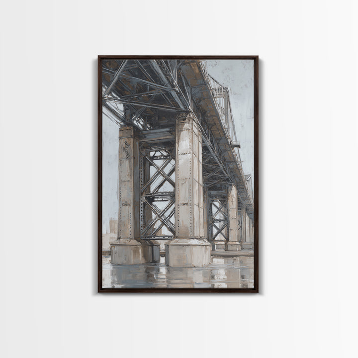 Monochrome Bridge Structure Framed Canvas Print, Office Art, Printable, Office Decor, Fine Art, Focus, Printable Art, OFF-2x3-90
