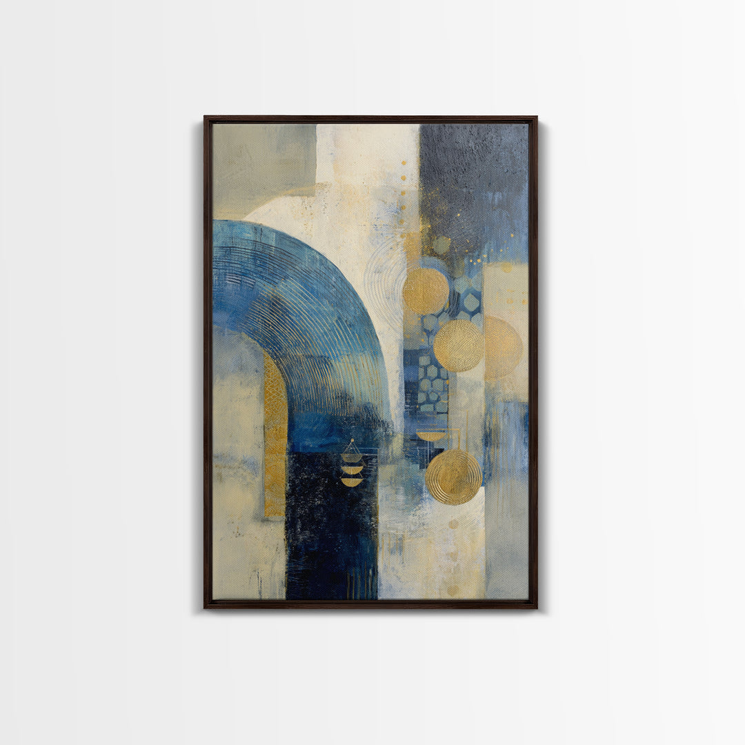 Blue Abstract Wave Pattern for Focus Framed Canvas Print, Office Art, Large Wall Art, Office Decor, Abstract Art, Focus, OFF-2x3-97