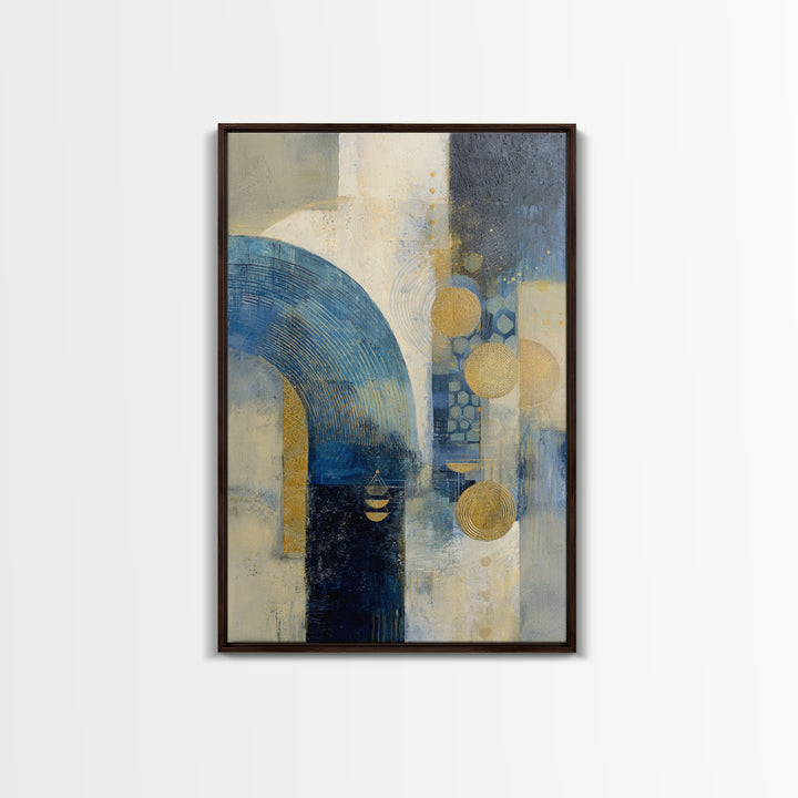 Blue Abstract Wave Pattern for Focus Framed Canvas Print, Office Art, Large Wall Art, Office Decor, Abstract Art, Focus, OFF-2x3-97