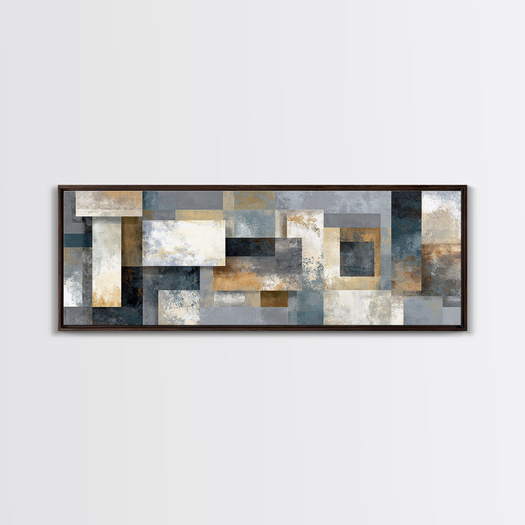 Geometric Labyrinth Pattern Framed Canvas Print, Office Art, Home Decor, Office Decor, Abstract Art, Focus, Art Deco, OFF-3x1-10
